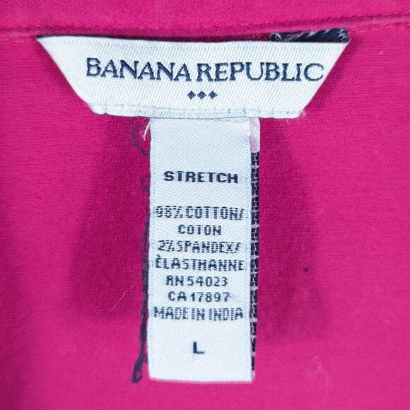 Banana Republic Women’s L Fuchsia Stretch Button Down Shirt Spandex Blouse - Picture 2 of 3